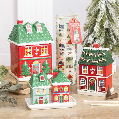Christmas Street Print Gingerbread Cookie Tube Candle